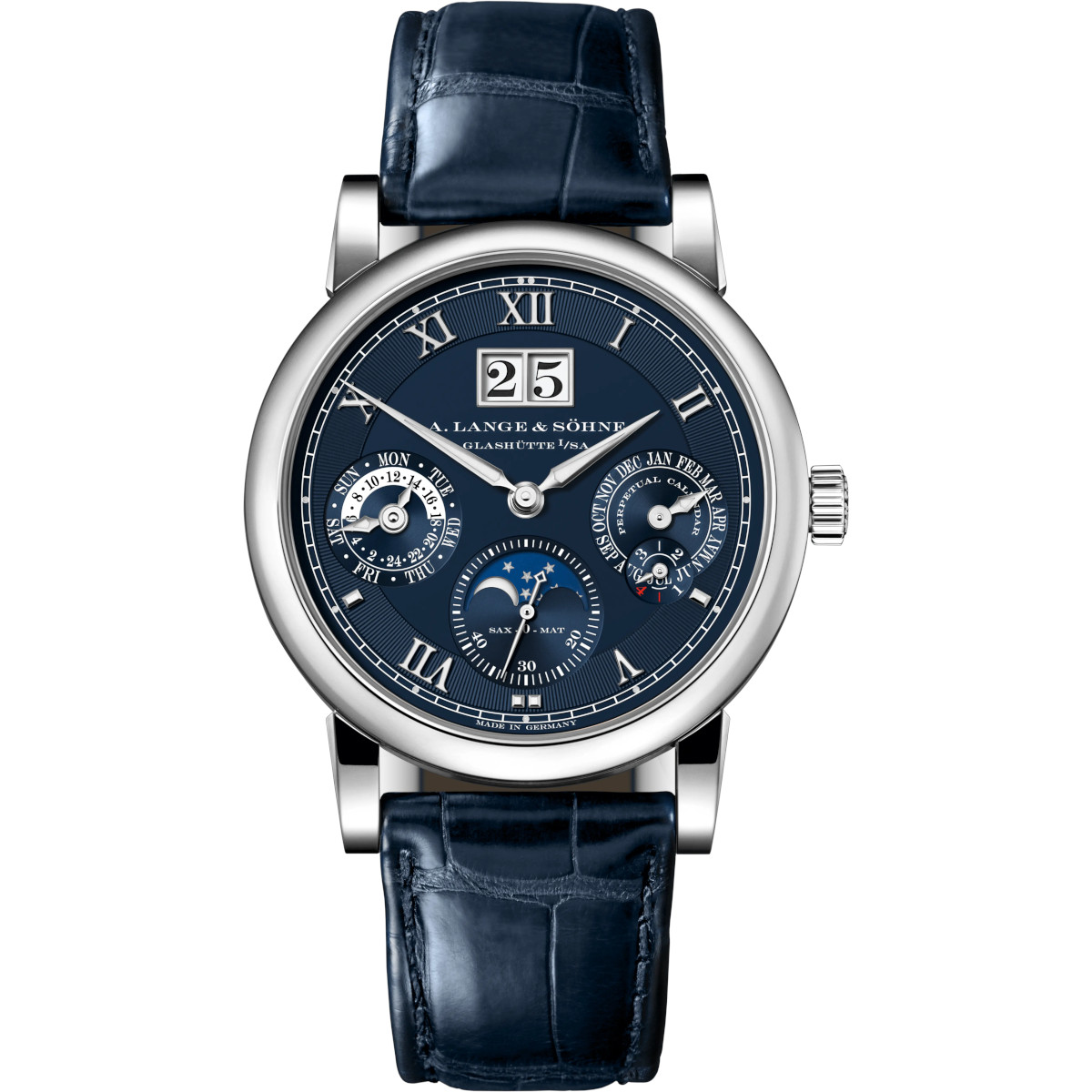 A Lange & Sohne 310.028 E Langematik Perpetual Blue Dial Alligator Strap
