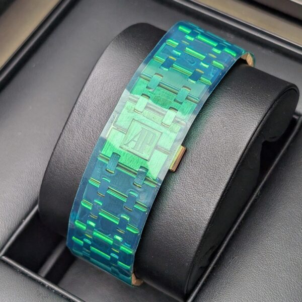 Audemars Piguet 15510OR.OO.1320OR.03 Royal Oak Blue Dial Pink Gold Bracelet Watch - Image 5