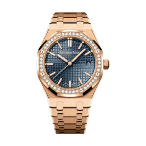 Audemars Piguet 77451OR.ZZ.1361OR.04 Royal Oak Blue Dial Pink Gold Bracelet