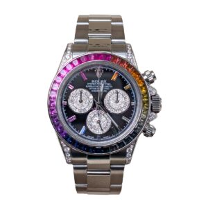 Rolex 116520 Daytona 40mm Custom Rainbow Black Dial Rainbow Bezel Stainless Oyster