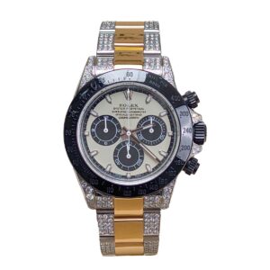 Rolex Daytona 116523 Custom Dial Black PVD Bezel Aftermarket Iced Out Bracelet and Lugs