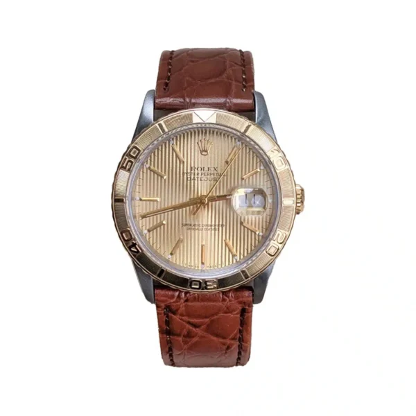 Rolex 16263 Datejust 36mm Turn-O-Graph Champagne Tapestry Dial