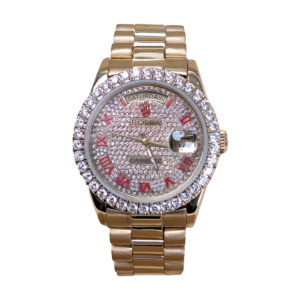 Rolex 36mm 18038 Day-Date Aftermarket Iced Out Dial and Bezel