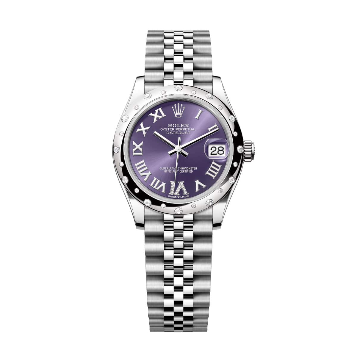 Rolex Datejust 278344RBR-0028 Aubergine Dial 31mm Domed Diamond Jubilee Watch