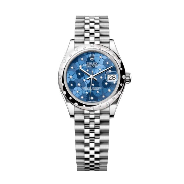 Rolex Datejust 278344RBR-0038 Blue Floral Dial 31mm Domed Diamond Jubilee Watch