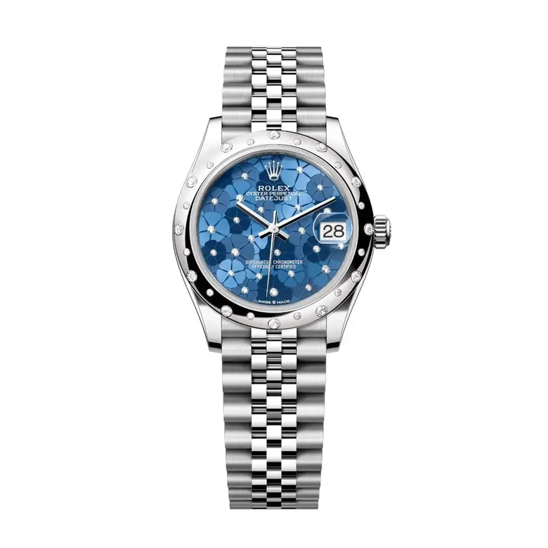 Rolex Datejust 278344RBR-0038 Blue Floral Dial 31mm Domed Diamond Jubilee Watch
