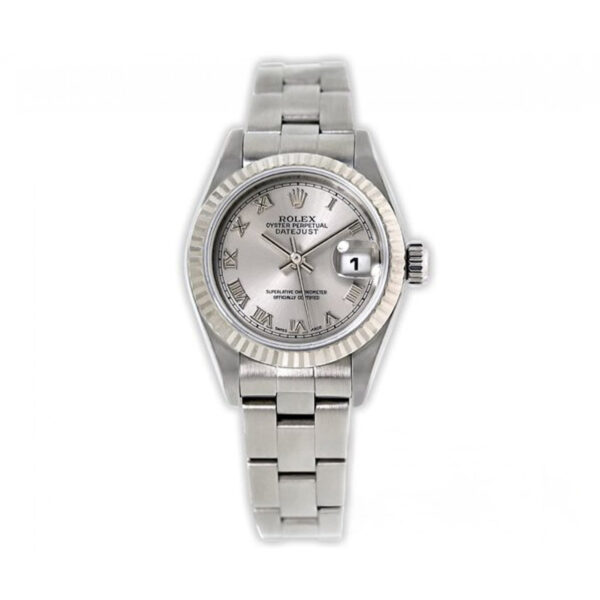 Rolex Datejust 79174 Ladies 26mm Stainless Steel Oyster Band Silver Roman Dial