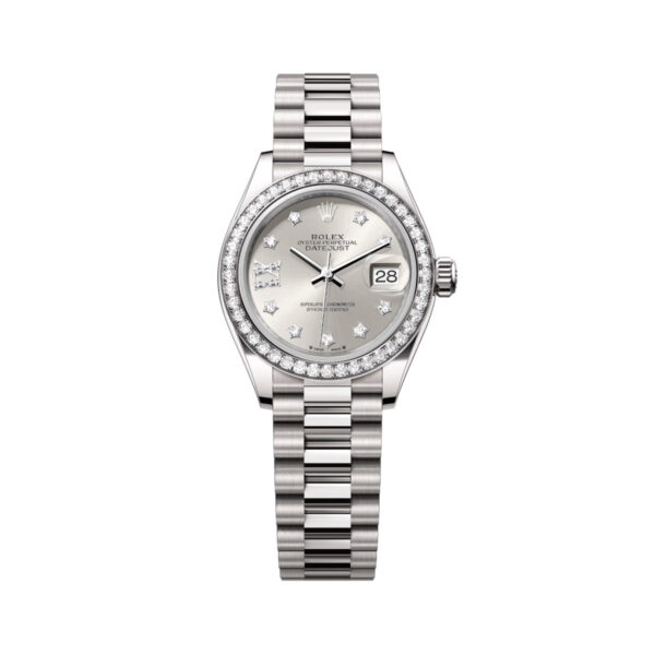 Rolex Lady-Datejust 279139RBR-0003 Silver Diamond-Set Dial White Gold Bracelet