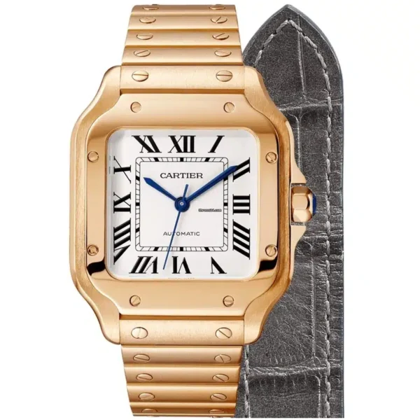 Cartier Santos WGSA0031 35MM Rose Gold Silver Dial Watch