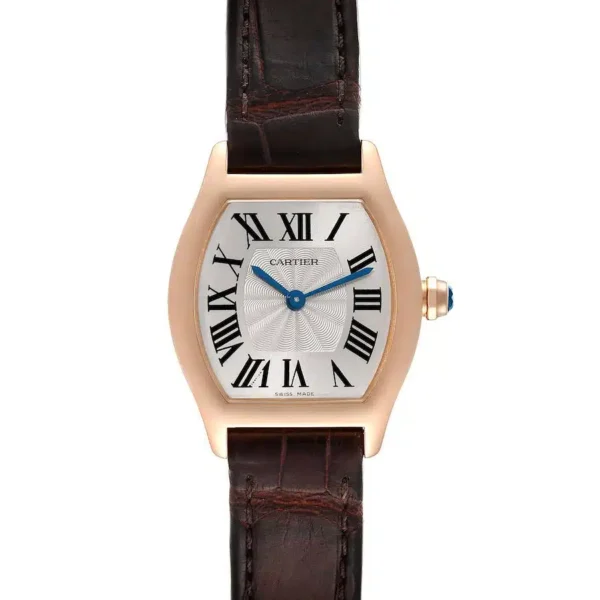 Cartier Tortue W1556360 24MM Rose Gold Silver Dial Ladies Watch