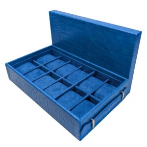 12-Piece High-End Watch Blue Box/Tray with Top Watch Storage