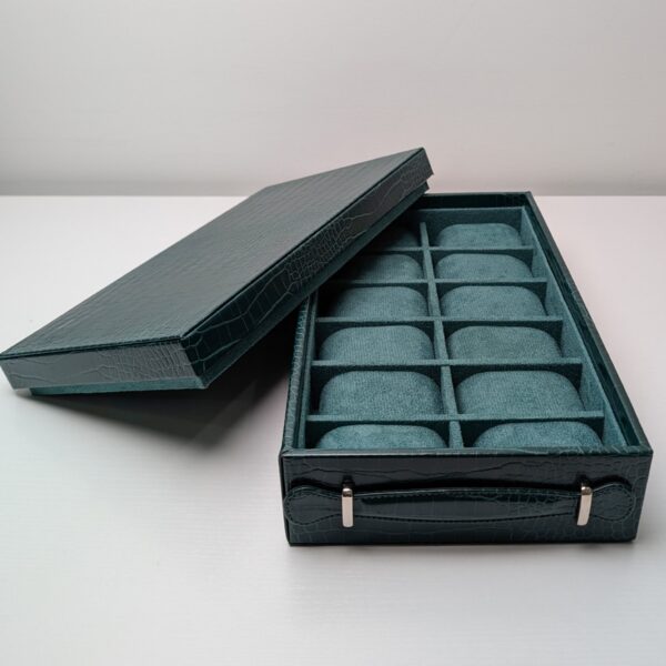 12-Piece High-End Watch Green Box/Tray with Top Watch Storage - Image 3