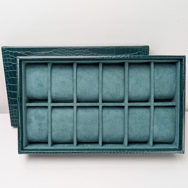 12-Piece High-End Watch Green Box/Tray with Top Watch Storage - Image 2
